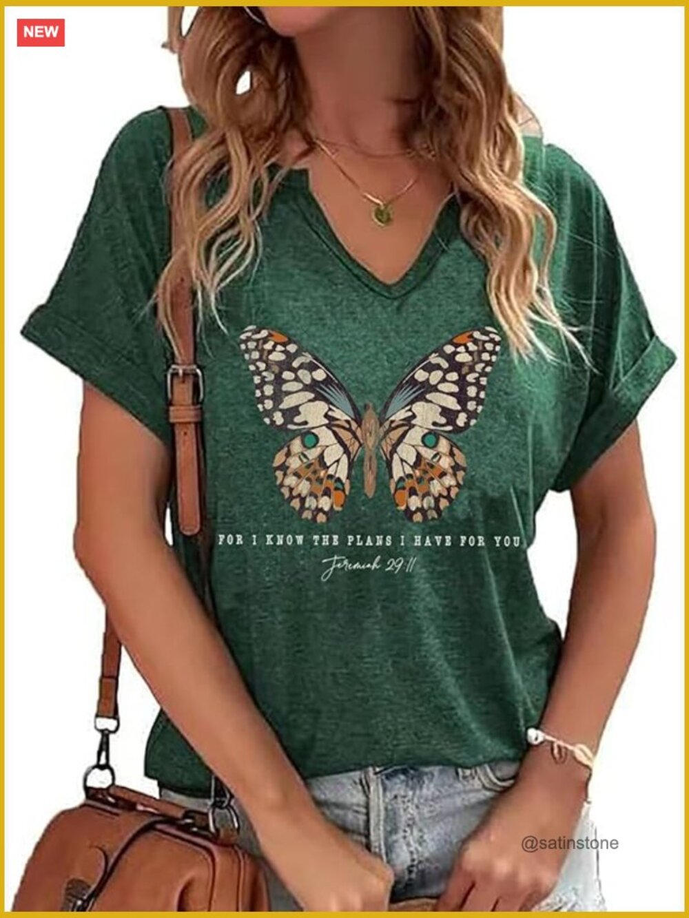 Cotton Blend Inspirational Christian T-Shirt Crew Neck Short Sleeve Tee